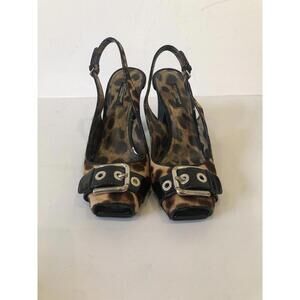 Dolce & Gabbana Leopard Print pony hair Silver Buckle Siling Back Heels